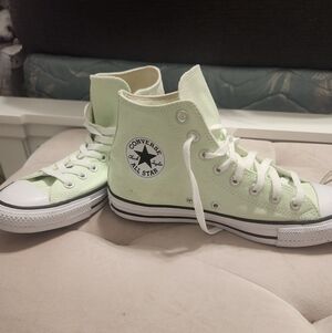 Converse Light Green High Tops with White Accents